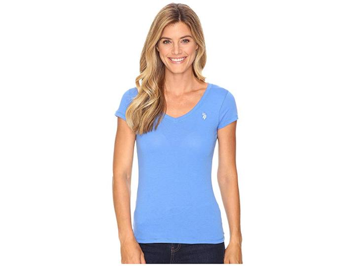 U.s. Polo Assn. Solid V-neck Tee (regatta) Women's Short Sleeve Pullover