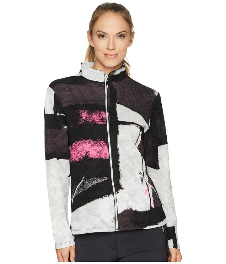 Jamie Sadock Osaka Print Textured Jacket (jet Black) Women's Coat