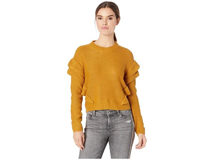 Bb Dakota Cabin Fever Ruffle Sleeve Sweater (mustard) Women's Sweater