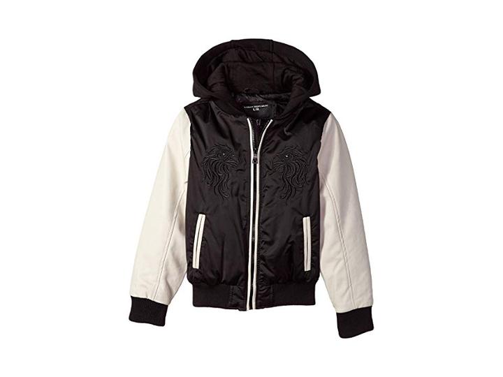 Urban Republic Kids Charlie Embroidered Satin W/ Fleece Hoodie (toddler) (fog Grey) Boy's Coat