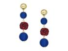 Rebecca Minkoff Threaded And Pom Sphere Drop Earrings (gold/navy Multi) Earring