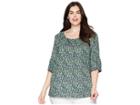 Michael Michael Kors Plus Size Tiny Wildflower Peasant Top (true Navy/green Apple Multi) Women's Short Sleeve Knit