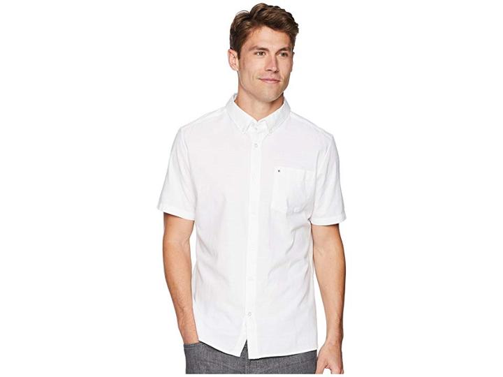 Hurley One Only 2.0 Short Sleeve Woven (white) Men's Clothing