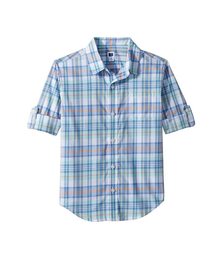 Janie And Jack Roll Sleeve Button-up Shirt (toddler/little Kids/big Kids) (multicolor) Boy's Long Sleeve Button Up