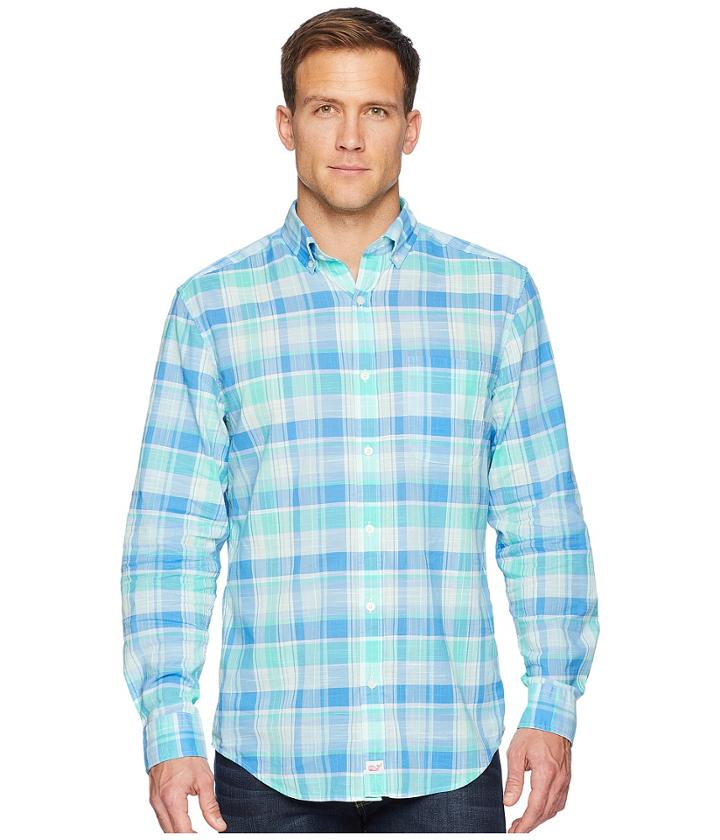 Vineyard Vines Homer Pond Plaid Classic Murray Shirt (antigua Green) Men's Clothing