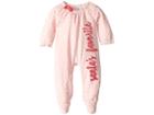 Mud Pie Santa's Favorite Long Sleeve Footed Christmas One-piece (infant) (pink) Girl's Jumpsuit & Rompers One Piece