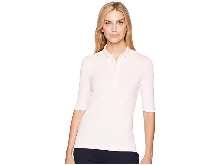 Lacoste 1/2 Sleeve Slim Fit Stretch Pique Polo (flamingo Pink) Women's Clothing