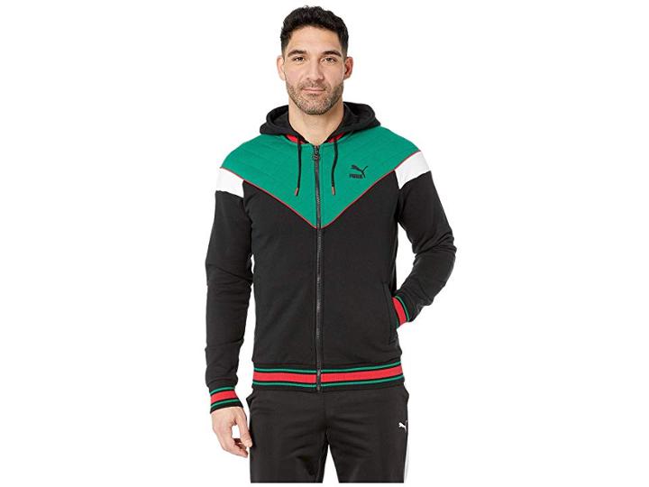 Puma Lux Mcs Hooded Track Jacket (puma Black/verdant Green/puma White/toreador) Men's Clothing