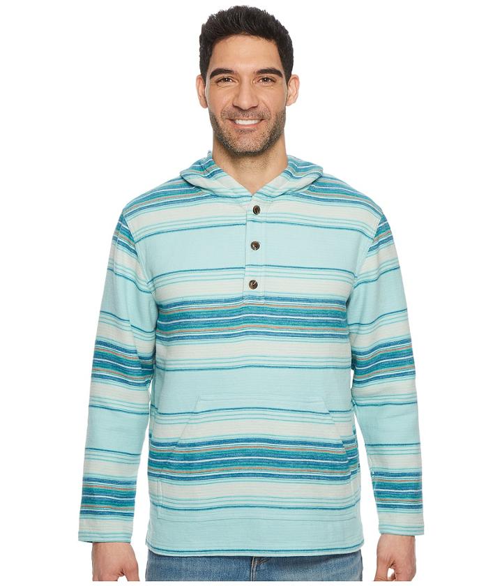 Pendleton Serape Stripe Popover Hoodie (aqua/tan Stripe) Men's Sweatshirt