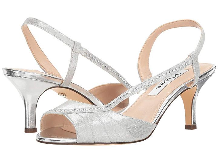 Nina Cabell (true Silver Reflective Suedette) Women's 1-2 Inch Heel Shoes