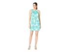 London Times Geo Peonies Cotton Shift (mint/turquoise) Women's Dress