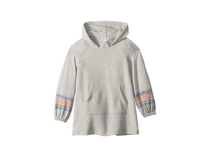 Splendid Littles Printed Stripe Hoodie Dress (toddler/little Kids) (light Grey Heather) Girl's Dress