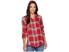 Lucky Brand Boyfriend Plaid Shirt (red Multi) Women's Long Sleeve Button Up
