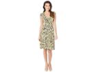 London Times Printed Matte Jersey Scatter Petal Dress (navy/gold) Women's Dress