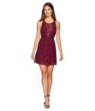 Bcbgeneration Binded Lace Panel Dress (navy/red Combo) Women's Dress
