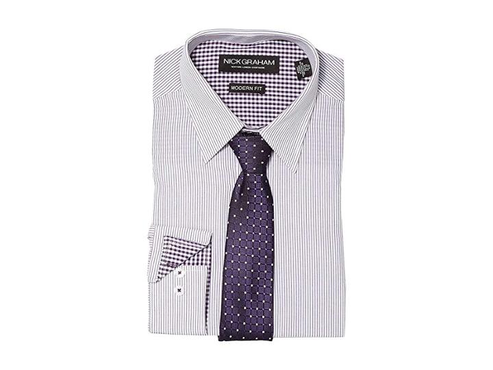 Nick Graham Fine Line Stripe (purple) Men's Clothing