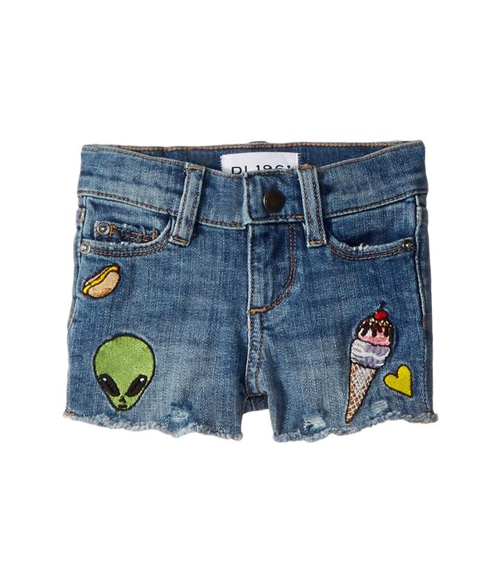 Dl1961 Kids Lucy Patch Work Shorts In Almost Famous (toddler/little Kids) (almost Famous) Girl's Shorts