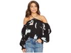 1.state Long Sleeve High Neck Blouse With Smocked Sleeves (mint Leaf) Women's Blouse