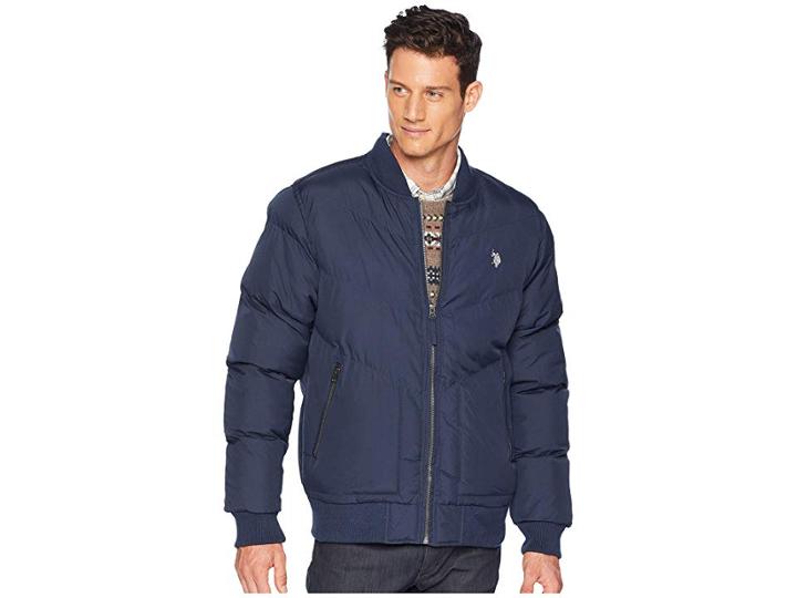 U.s. Polo Assn. Chevron Bomber Jacket (classic Navy) Men's Coat