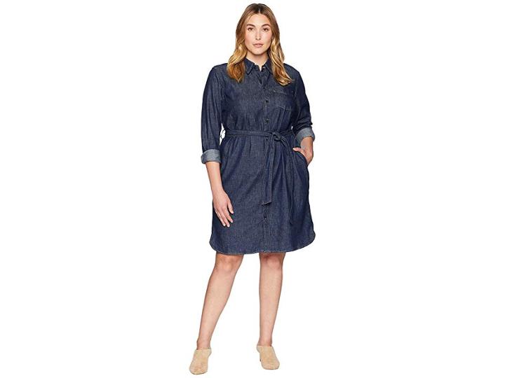 Lauren Ralph Lauren Plus Size Denim Shirtdress (pure Rinse Wash) Women's Dress