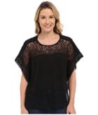 Lucky Brand Scarf Embroidered Top (lucky Black) Women's Blouse