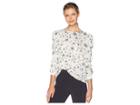 Vince Camuto Puff Shoulder Long Sleeve Faux Stitch Floral Blouse (antique White) Women's Blouse