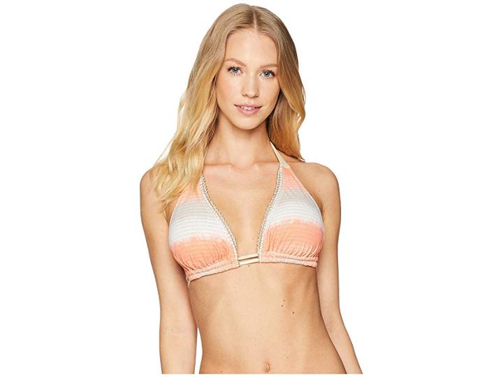 Luli Fama Los Flamencos Lurex Trim D/dd-cup Triangle Halter Top (multi) Women's Swimwear