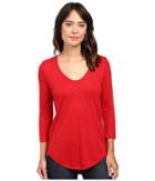 Lilla P Pima Modal Slub 3/4 Sleeve Scoop Neck (garnet) Women's Clothing