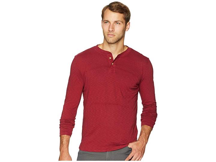 Vintage 1946 Garment Dyed Slub Henley (biking Red) Men's Clothing