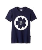 Toobydoo Hawaiian Flower Tee (toddler/little Kids/big Kids) (navy/white) Girl's T Shirt