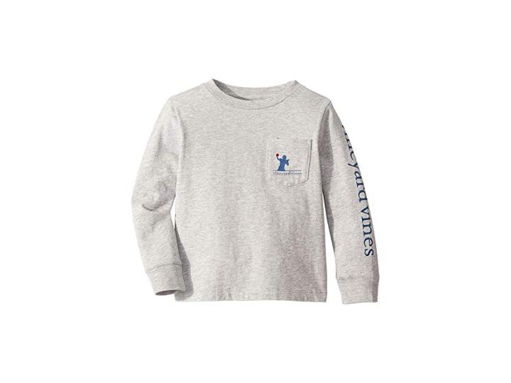 Vineyard Vines Kids Long Sleeve Tip-toe Touchdown Pocket Tee (toddler/little Kids/big Kids) (gray Heather) Boy's T Shirt