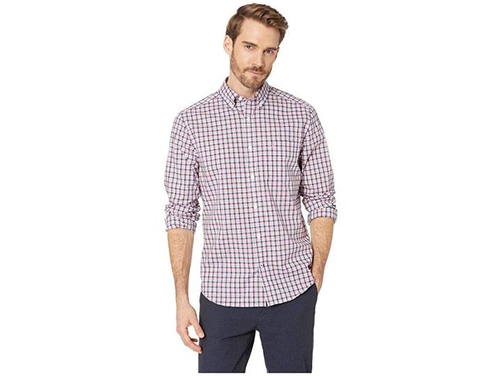 Nautica Long Sleeve Check Shirt (dreamy Coral) Men's Clothing