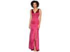 Adrianna Papell Long Stretch Satin Gown With Tie Back Sash (red Plum) Women's Dress