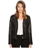 The Kooples Leather Jacket With Metal Rivets (black) Women's Coat