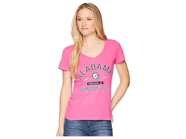 Champion College Alabama Crimson Tide University V-neck Tee (wow Pink) Girl's T Shirt