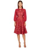 Marchesa Notte Giupure A-line Cocktail Chiffon And Lace Dress (wine) Women's Dress