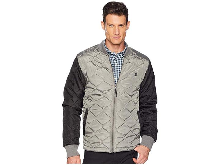 U.s. Polo Assn. Contrast Quilt Bomber (castlerock) Men's Coat