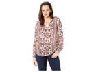 Lucky Brand Border Print Peasant Top (multi) Women's Long Sleeve Pullover
