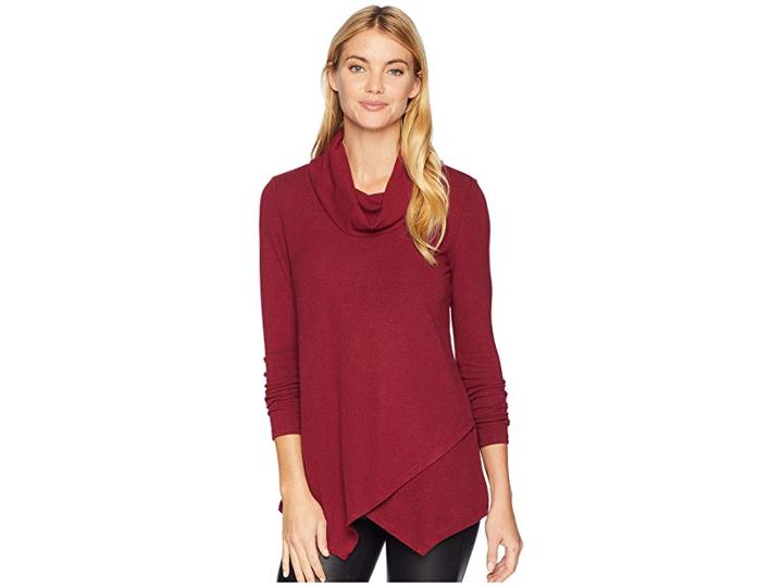 Tribal Long Sleeve Mix Media Top (zinfandel) Women's Long Sleeve Pullover