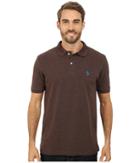 U.s. Polo Assn. Solid Cotton Pique Polo With Small Pony (brown Heather/blue) Men's Short Sleeve Knit