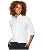 Eci Collared Strapped Button Down Top (white) Women's Clothing