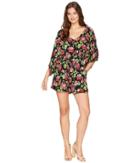 Romeo & Juliet Couture Floral Print V-neck Romper (red) Women's Jumpsuit & Rompers One Piece
