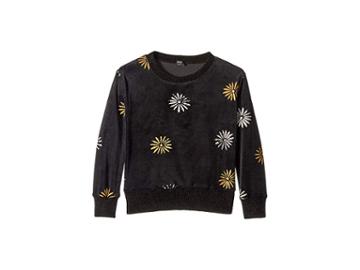 Splendid Littles Daisy Foil Print Velour Top (big Kids) (black) Girl's Sweater