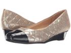Trotters Langley (gold Quilted/black Pearlized Patent) Women's Wedge Shoes