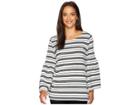 Calvin Klein Stripe Bell Sleeve Top (soft White/black) Women's Clothing