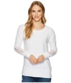 Allen Allen Box Thermal Lace Patch Crew (white) Women's Clothing