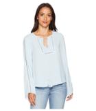 Vince Camuto Bell Sleeve Tassel Tie Neck Blouse With Faggoting (dew Blue) Women's Blouse