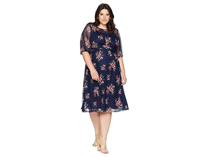 Kiyonna Katarina Mesh Dress (pink Lily Print) Women's Dress