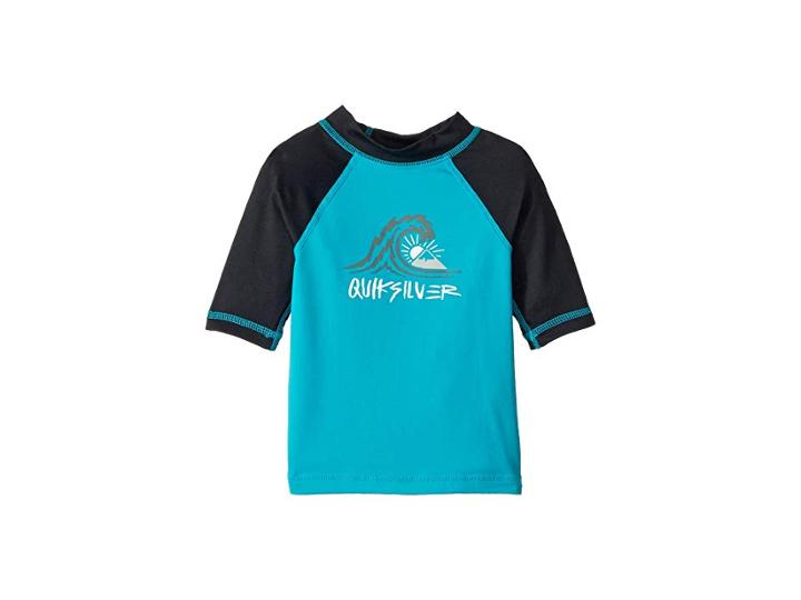 Quiksilver Kids Bubble Dream Short Sleeve Rashguard (toddler/little Kids) (typhoon) Boy's Swimwear