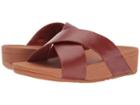 Fitflop Lulu Cross Slide Leather Sandal (cognac) Women's Sandals
